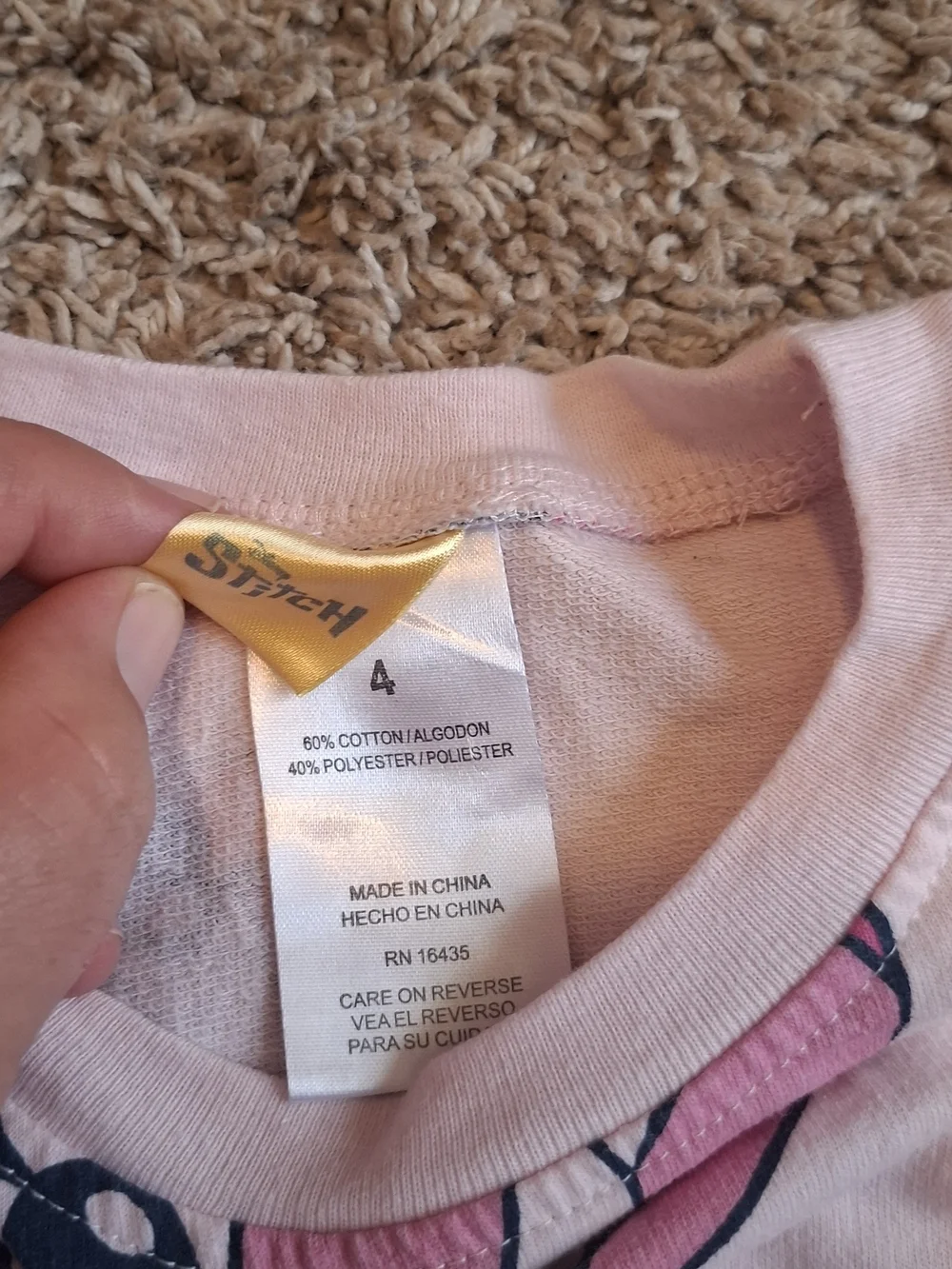 Pink Girls Pajama Set with Stitch Print